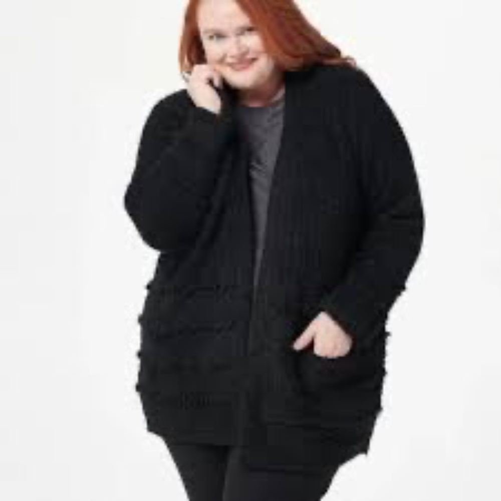 Barefoot Dreams CozyChic Boardwalk Cardigan Black, Sz 2x, NWOT